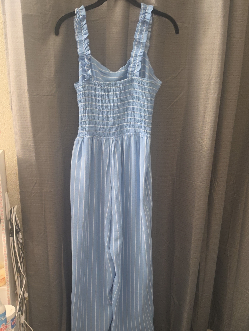 Light Blue Striped Girls' One-Piece Jumpsuit
